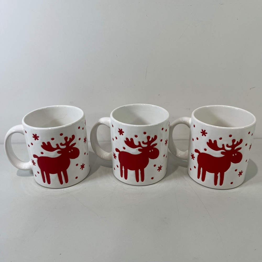 Vintage Waechtersbach Willie Reindeer Moose Snowflake Coffee Mugs Set 3 Germany